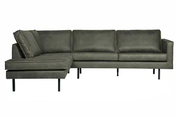 Lissbon 3-sits Vänster L-formad Hörnsoffa 266 cm i Läder - Grön - Möbler - Soffa - Divansoffa & schäslongsoffa - 3 sits soffa med divan