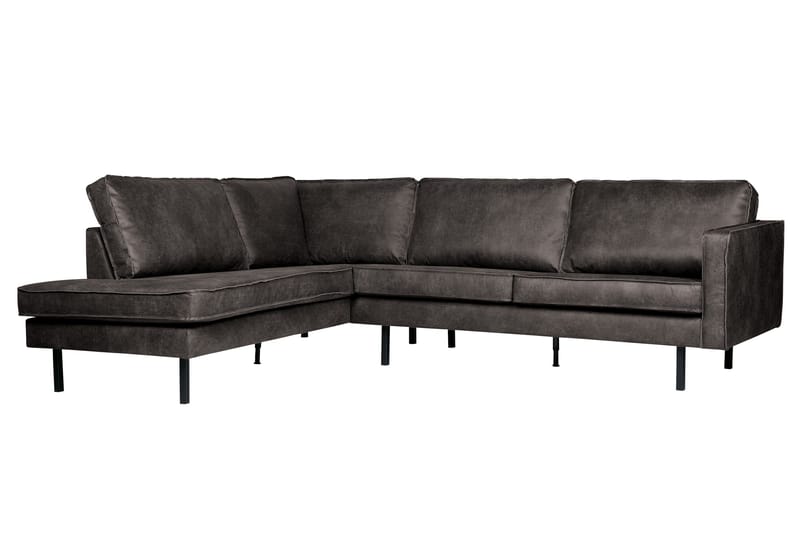 Lissbon 3-sits Vänster L-formad Hörnsoffa 266 cm i Läder - Mörkgrå - Möbler - Soffa - Divansoffa & schäslongsoffa - 3 sits soffa med divan