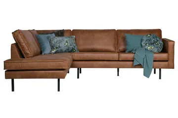 Lissbon 3-sits Vänster L-formad Hörnsoffa med Divan i Skinn - Cognac - Möbler - Soffa - Divansoffa & schäslongsoffa - 3 sits soffa med divan
