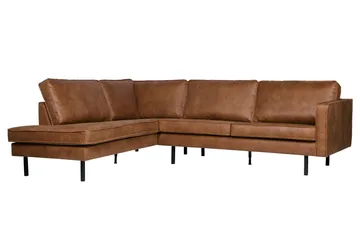 Lissbon 3-sits Vänster L-formad Hörnsoffa med Divan i Skinn - Cognac - Möbler - Soffa - Divansoffa & schäslongsoffa - 3 sits soffa med divan