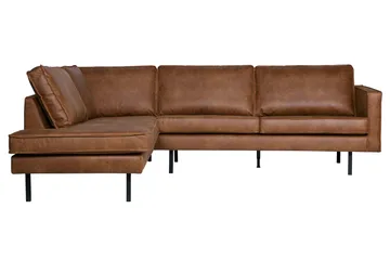 Lissbon 3-sits Vänster L-formad Hörnsoffa med Divan i Skinn - Cognac - Möbler - Soffa - Divansoffa & schäslongsoffa - 3 sits soffa med divan