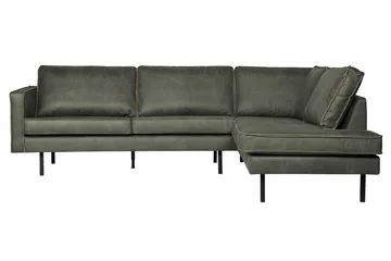 Lissbon 4-sits Höger L-formad Hörnsoffa 266 cm i Läder - Grön - Möbler - Soffa - Divansoffa & schäslongsoffa - 4 sits soffa med divan