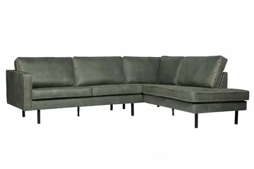 Lissbon 4-sits Höger L-formad Hörnsoffa 266 cm i Läder - Grön - Möbler - Soffa - Divansoffa & schäslongsoffa - 4 sits soffa med divan