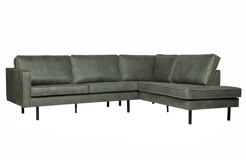 Lissbon 4-sits Höger L-formad Hörnsoffa 266 cm i Läder - Grön - Möbler - Soffa - Divansoffa & schäslongsoffa - 4 sits soffa med divan
