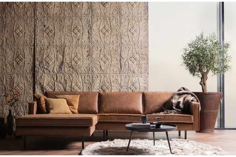 Lissbon Divansoffa Vänster - Cognac - Möbler - Soffa - Divansoffa & schäslongsoffa - 4 sits soffa med divan