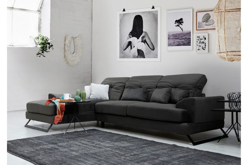 Longa Hörnsoffa med Divan Vänster - Svart - Möbler - Soffa - Divansoffa & schäslongsoffa