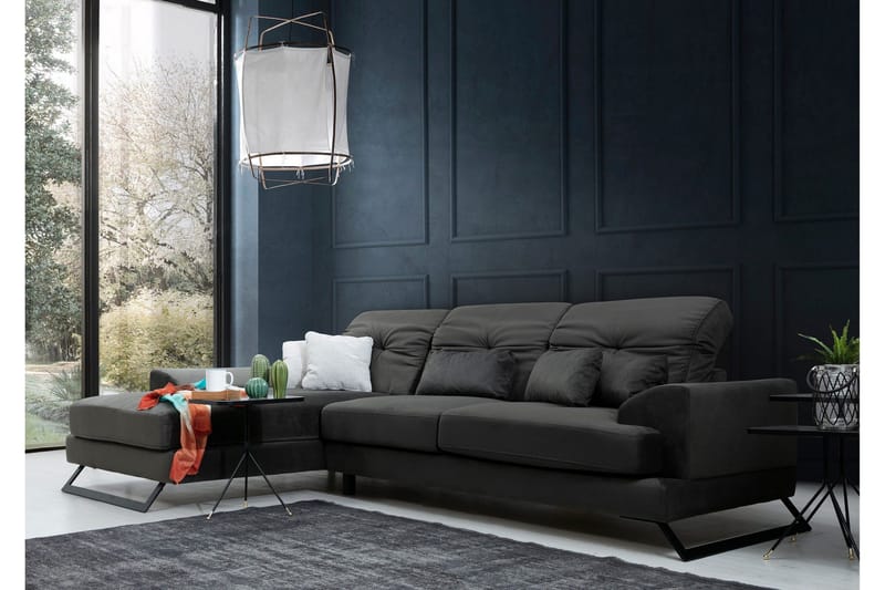 Longa Hörnsoffa med Divan Vänster - Svart - Möbler - Soffa - Divansoffa & schäslongsoffa