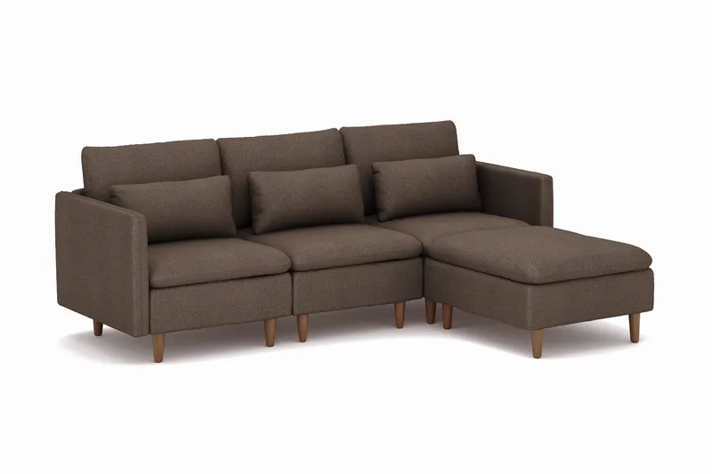 Lovis 3-sits Soffa med vändbar Divan i tyg - Brun - Möbler - Soffa - Divansoffa & schäslongsoffa - 3 sits soffa med divan