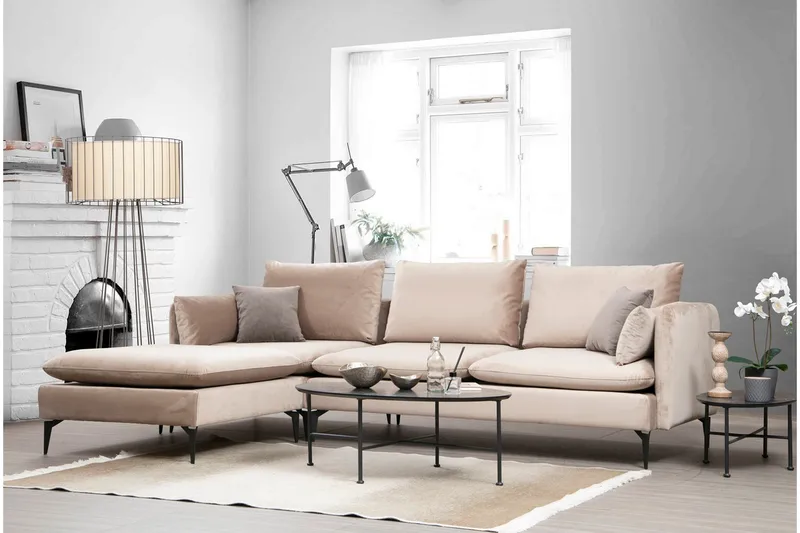 Luces Vänster L-formad Divansoffa med Schäslong 289 cm i Tyg - Beige - Möbler - Soffa - Divansoffa & schäslongsoffa
