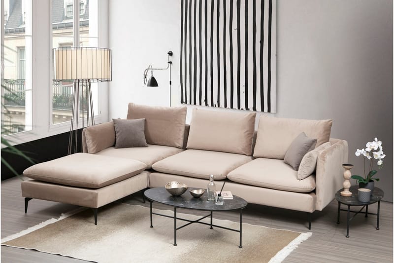 Luces Vänster L-formad Divansoffa med Schäslong 289 cm i Tyg - Beige - Möbler - Soffa - Divansoffa & schäslongsoffa