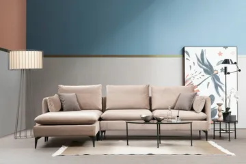 Luces Vänster L-formad Divansoffa med Schäslong 289 cm i Tyg - Beige - Möbler - Soffa - Divansoffa & schäslongsoffa