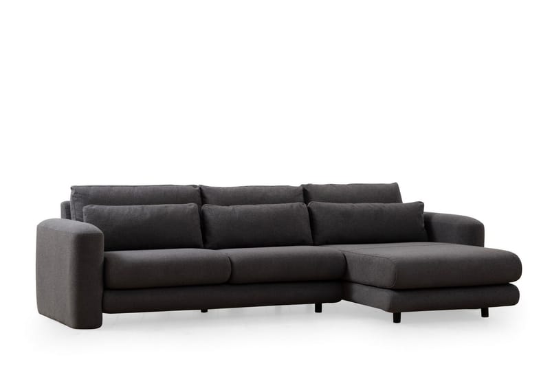 Makhan 3-sits Högervänd L-formad Divansoffa med Schäslong i Bouclé - Antracit - Möbler - Soffa - Divansoffa & schäslongsoffa - 3 sits soffa med divan