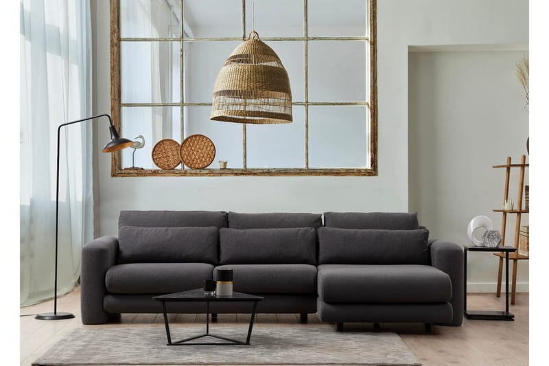 Makhan 3-sits Högervänd L-formad Divansoffa med Schäslong i Bouclé - Antracit - Möbler - Soffa - Divansoffa & schäslongsoffa - 3 sits soffa med divan