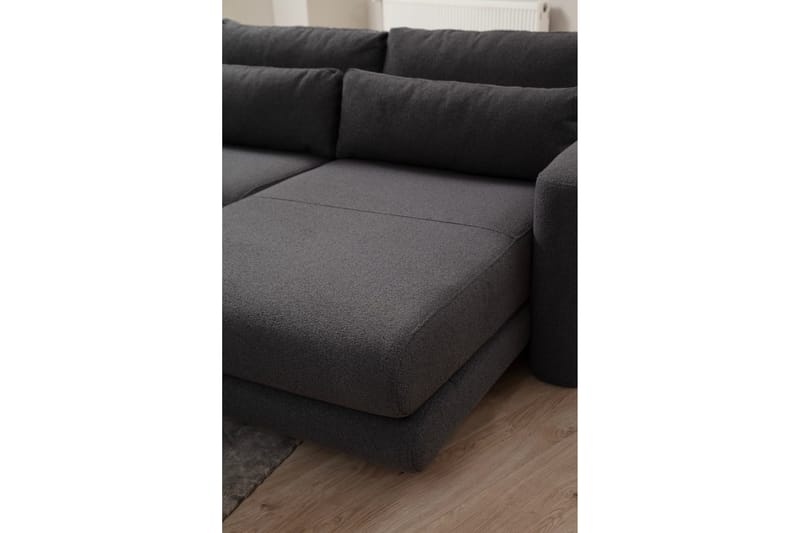 Makhan 3-sits Högervänd L-formad Divansoffa med Schäslong i Bouclé - Antracit - Möbler - Soffa - Divansoffa & schäslongsoffa - 3 sits soffa med divan