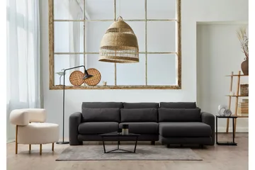Makhan 3-sits Högervänd L-formad Divansoffa med Schäslong i Bouclé - Antracit - Möbler - Soffa - Divansoffa & schäslongsoffa - 3 sits soffa med divan