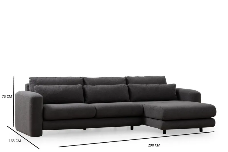 Makhan 3-sits Högervänd L-formad Divansoffa med Schäslong i Bouclé - Antracit - Möbler - Soffa - Divansoffa & schäslongsoffa - 3 sits soffa med divan