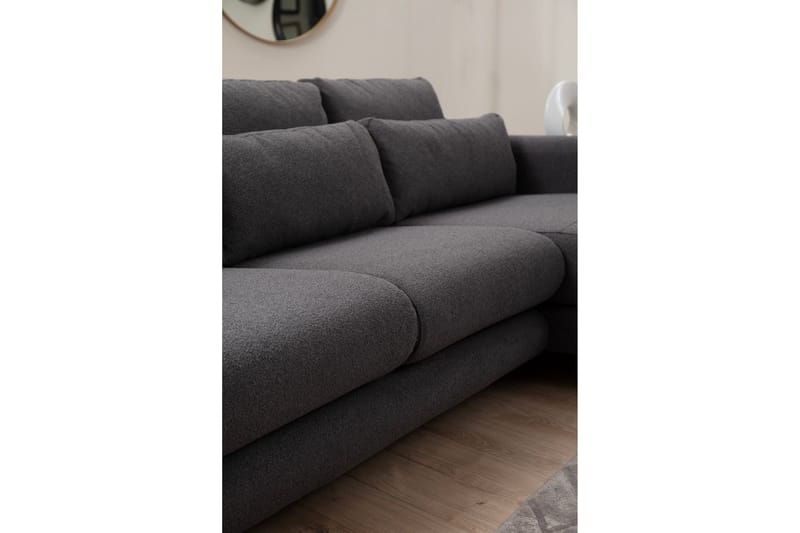 Makhan 3-sits Högervänd L-formad Divansoffa med Schäslong i Bouclé - Antracit - Möbler - Soffa - Divansoffa & schäslongsoffa - 3 sits soffa med divan