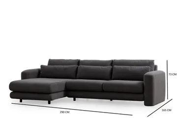 Makhan 3-sits Vänster L-formad Divansoffa med Schäslong i Bouclé - Antracit - Möbler - Soffa - Divansoffa & schäslongsoffa - 3 sits soffa med divan