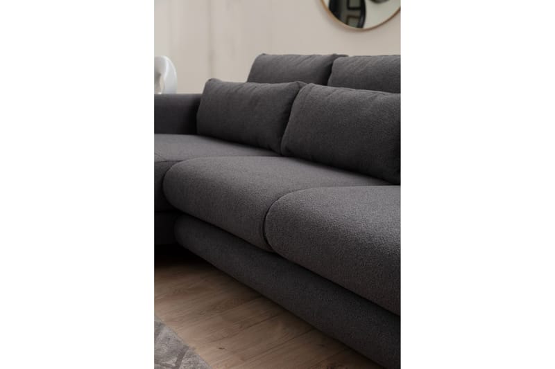 Makhan 3-sits Vänster L-formad Divansoffa med Schäslong i Bouclé - Antracit - Möbler - Soffa - Divansoffa & schäslongsoffa - 3 sits soffa med divan