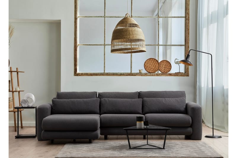 Makhan 3-sits Vänster L-formad Divansoffa med Schäslong i Bouclé - Antracit - Möbler - Soffa - Divansoffa & schäslongsoffa - 3 sits soffa med divan
