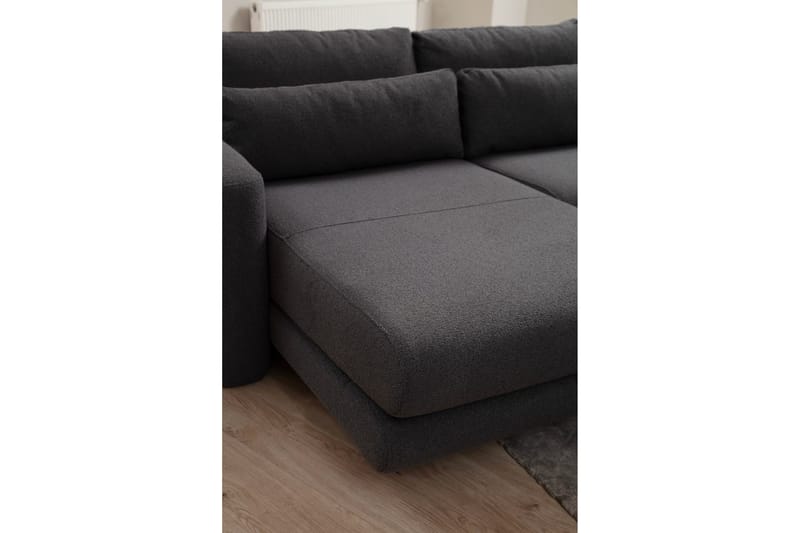Makhan 3-sits Vänster L-formad Divansoffa med Schäslong i Bouclé - Antracit - Möbler - Soffa - Divansoffa & schäslongsoffa - 3 sits soffa med divan
