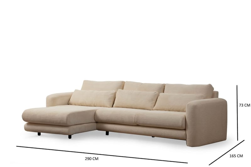 Makhan Soffa m. Divan 3-sits - Beige - Möbler - Soffa - Divansoffa & schäslongsoffa - 3 sits soffa med divan