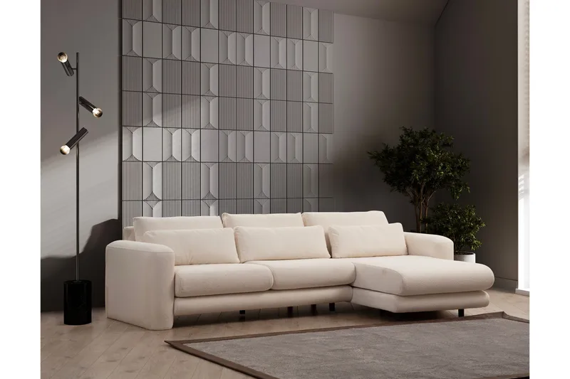 Makhan Soffa m. Divan 3-sits - Ljusbeige - Möbler - Soffa - Divansoffa & schäslongsoffa - 3 sits soffa med divan