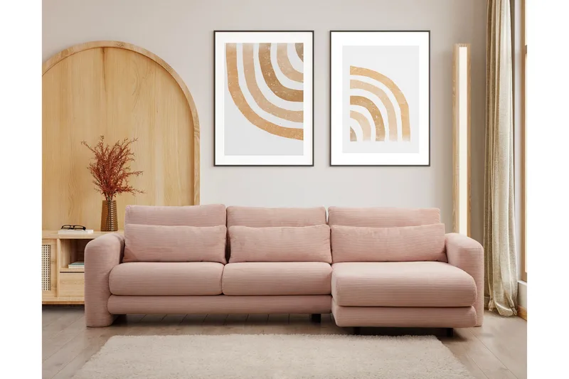 Makhan Soffa m. Divan 3-sits - Rosa - Möbler - Soffa - Divansoffa & schäslongsoffa - 3 sits soffa med divan
