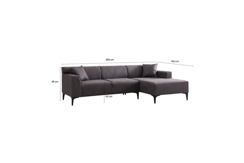 Malpani Soffa med Divan 3-sits - Antracit - Möbler - Soffa - Divansoffa & schäslongsoffa - 3 sits soffa med divan