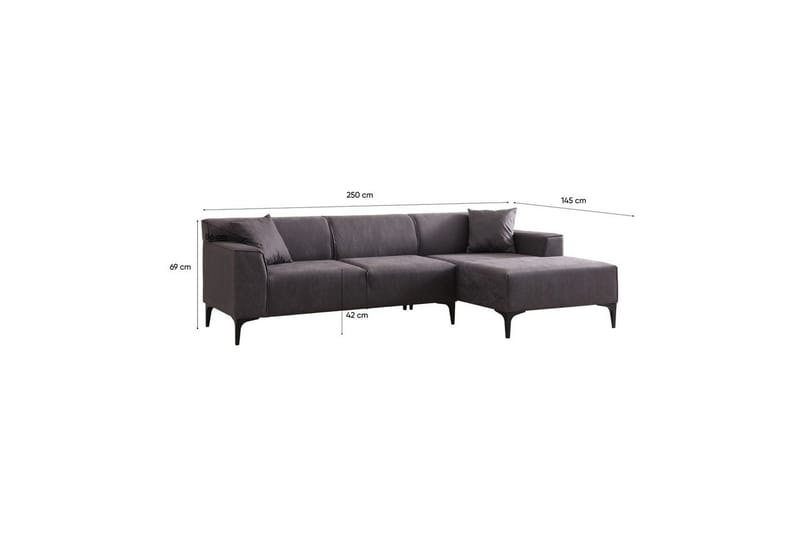 Malpani Soffa med Divan 3-sits - Antracit - Möbler - Soffa - Divansoffa & schäslongsoffa - 3 sits soffa med divan