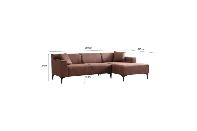 Malpani Soffa med Divan 3-sits - Cognac - Möbler - Soffa - Divansoffa & schäslongsoffa - 4 sits soffa med divan