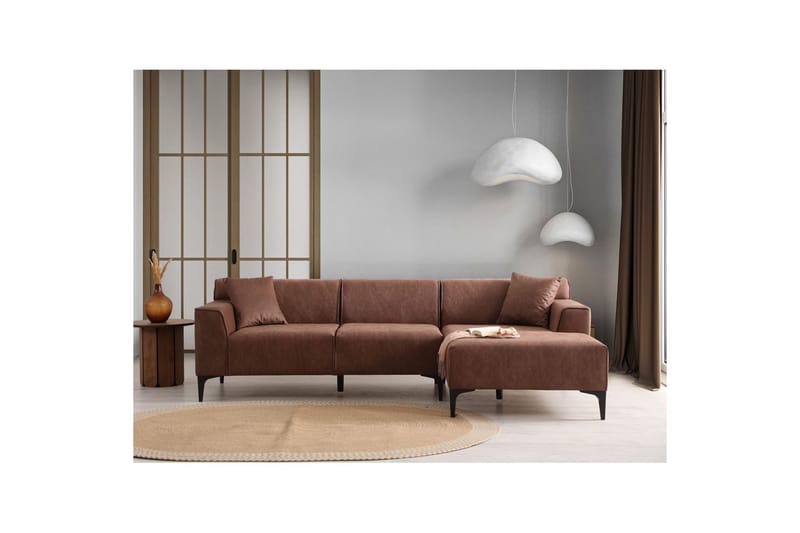 Malpani Soffa med Divan 3-sits - Cognac - Möbler - Soffa - Divansoffa & schäslongsoffa - 4 sits soffa med divan