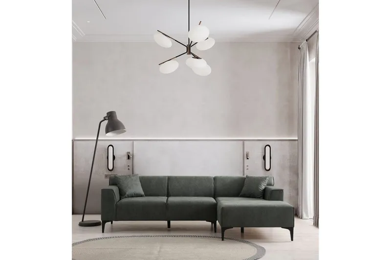 Malpani Soffa med Divan 3-sits - Grön - Möbler - Soffa - Divansoffa & schäslongsoffa - 4 sits soffa med divan