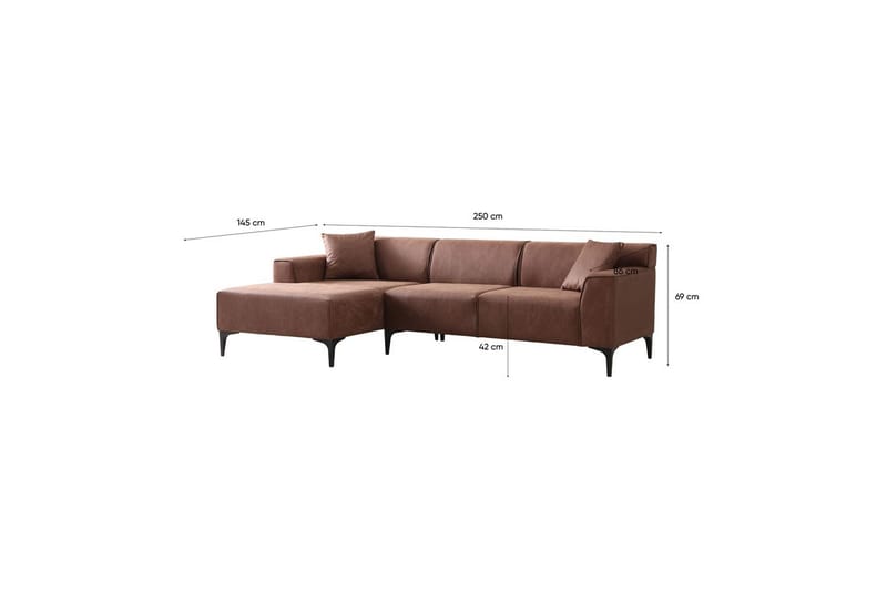 Malpani Soffa med Divan 4-sits - Cognac - Möbler - Soffa - Divansoffa & schäslongsoffa - 4 sits soffa med divan