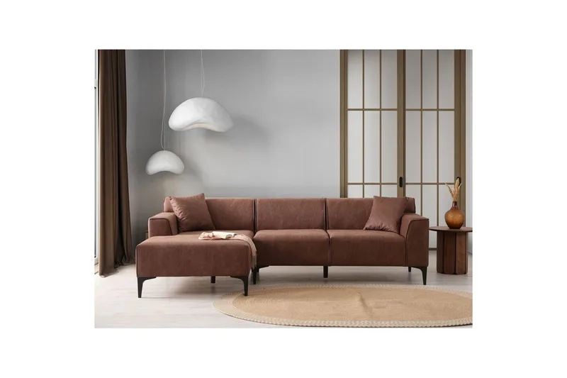 Malpani Soffa med Divan 4-sits - Cognac - Möbler - Soffa - Divansoffa & schäslongsoffa - 4 sits soffa med divan