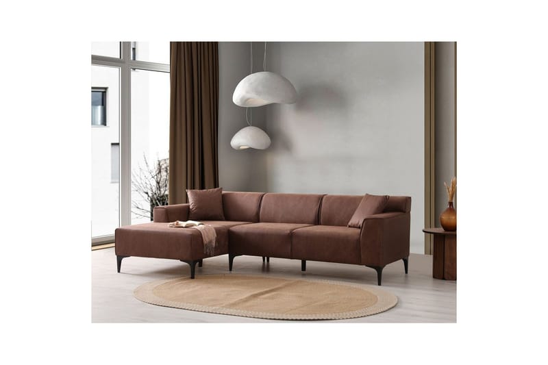 Malpani Soffa med Divan 4-sits - Cognac - Möbler - Soffa - Divansoffa & schäslongsoffa - 4 sits soffa med divan