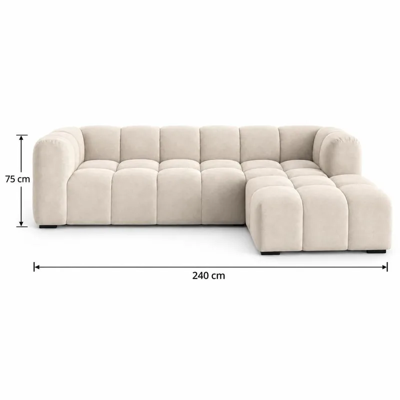 Marlow 3-sits Bubblig Divansoffa höger - Beige - Möbler - Soffa - Divansoffa & schäslongsoffa - 3 sits soffa med divan