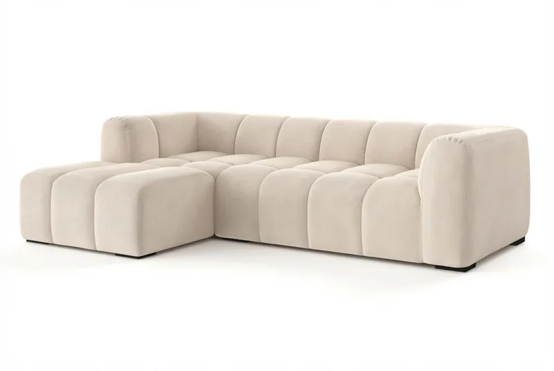 Marlow 3-sits Bubblig Divansoffa vänster - Beige - Möbler - Soffa - Divansoffa & schäslongsoffa - 3 sits soffa med divan
