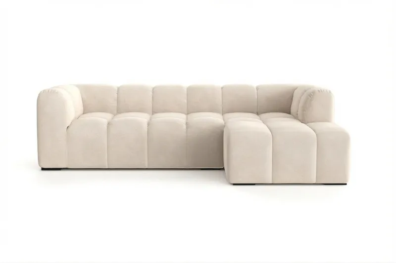 Marlow 3-sits L-formad Bubblig Divansoffa Höger med Schäslong i Tyg, Beige