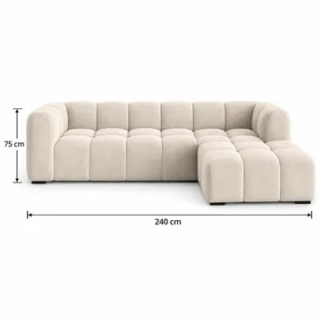 Marlow 3-sits L-formad Bubblig Divansoffa Höger med Schäslong i Tyg - Beige - Möbler - Soffa - Divansoffa & schäslongsoffa - 3 sits soffa med divan