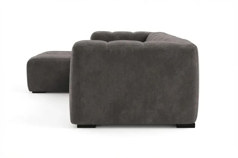Marlow 3-sits L-formad Bubblig Divansoffa Vänster med Schäslong i Tyg - Grå - Möbler - Soffa - Divansoffa & schäslongsoffa - 3 sits soffa med divan