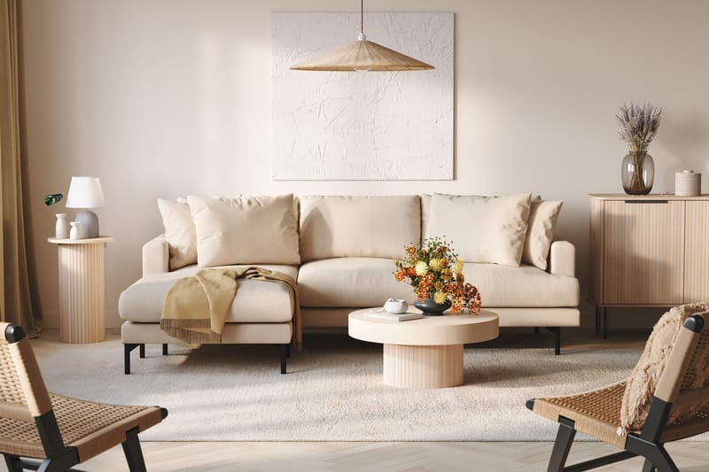 Menard 3-sits Vänstervänd L-formad Djup Divansoffa i Manchester - Beige - Möbler - Soffa - Divansoffa & schäslongsoffa - 3 sits soffa med divan