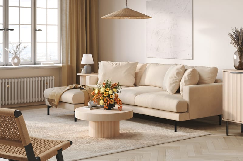 Menard 3-sits Vänstervänd L-formad Djup Divansoffa i Manchester - Beige - Möbler - Soffa - Divansoffa & schäslongsoffa - 3 sits soffa med divan