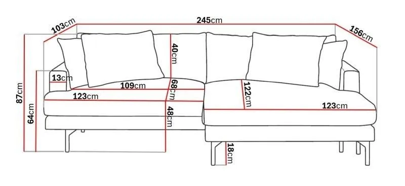 Menard 4-sits Högervänd L-formad Divansoffa i Tyg - Beige - Möbler - Soffa - Divansoffa & schäslongsoffa - 4 sits soffa med divan