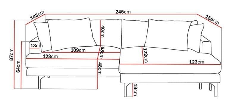 Menard 4-sits Högervänd L-formad Divansoffa i Tyg - Brun - Möbler - Soffa - Divansoffa & schäslongsoffa - 4 sits soffa med divan