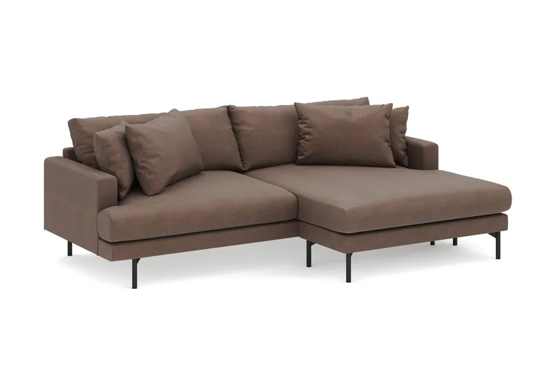 Menard 4-sits Högervänd L-formad Divansoffa i Tyg - Brun - Möbler - Soffa - Divansoffa & schäslongsoffa - 4 sits soffa med divan