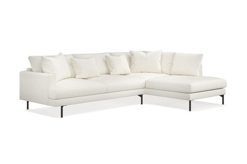 Menard 4-sits Högervänd L-formad Djup Schäslongsoffa i Bouclé - Vit - Möbler - Soffa - Divansoffa & schäslongsoffa - 4 sits soffa med divan