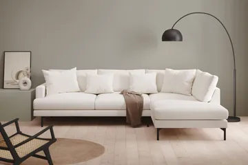 Menard 4-sits Högervänd L-formad Djup Schäslongsoffa i Bouclé - Vit - Möbler - Soffa - Divansoffa & schäslongsoffa - 4 sits soffa med divan