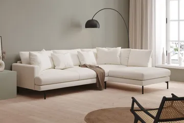 Menard 4-sits Högervänd L-formad Djup Schäslongsoffa i Bouclé - Vit - Möbler - Soffa - Divansoffa & schäslongsoffa - 4 sits soffa med divan