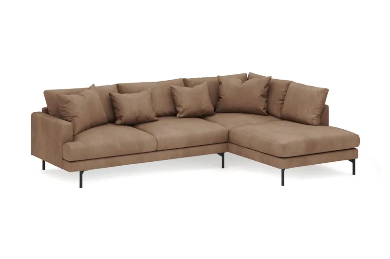 Menard 4-sits Högervänd L-formad Djup Schäslongsoffa i Manchester - Brun - Möbler - Soffa - Divansoffa & schäslongsoffa - 4 sits soffa med divan